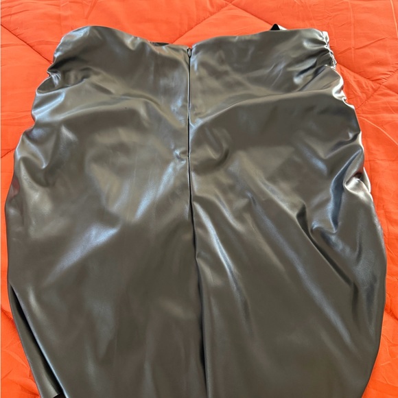 Faux Leather Black Wrap Pencil Skirt - Picture 2 of 2